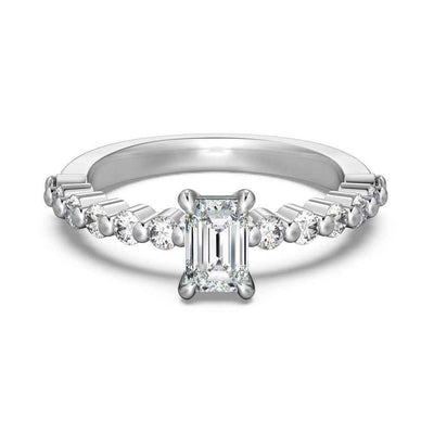 “Luminous Promise” 925 Sterling Silver 0.6CT Emerald-Cut Moissanite Ring