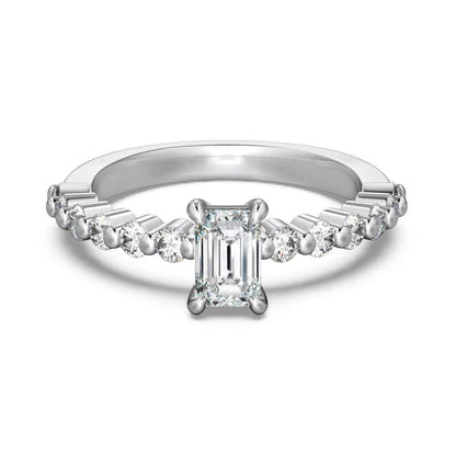 “Luminous Promise” 925 Sterling Silver 0.6CT Emerald-Cut Moissanite Ring