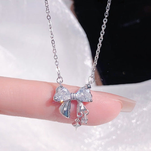"Sweetheart Queen" 999 Pure Silver Bow Necklace - Elegant, Unique, and Hypoallergenic