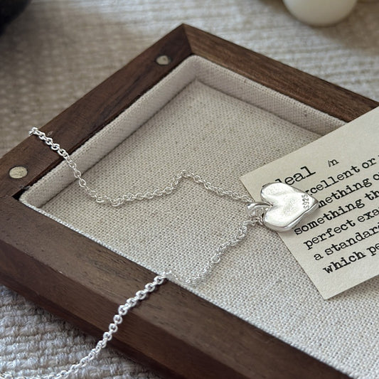 "Matte Heart" S925 Sterling Silver Necklace