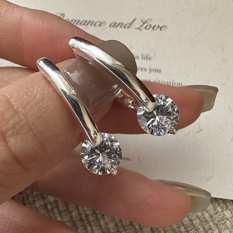 Seoul Gleam S925 Sterling Silver Vintage Zircon Earrings