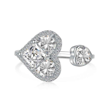 “Éclat Amour” S925 Sterling Silver Heart Pavé Ring