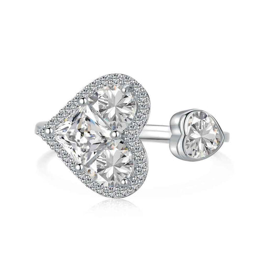 “Éclat Amour” S925 Sterling Silver Heart Pavé Ring