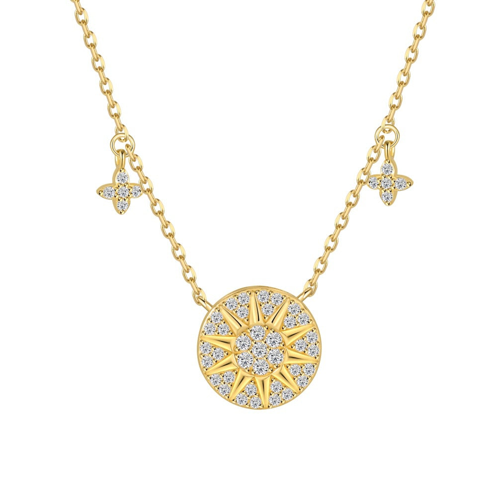 “Solar Éclat” 925 Sterling Silver Sun Disc Necklace