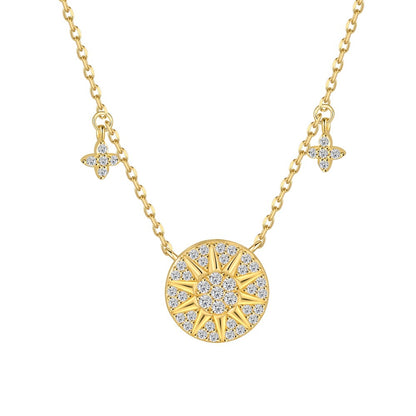 “Solar Éclat” 925 Sterling Silver Sun Disc Necklace