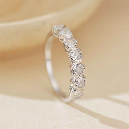 "Endless Hearts" 925 Sterling Silver Heart-Cut Zircon Ring