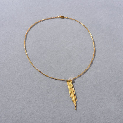 Golden Cascade 18K Gold-Plated Brass Zircon Fringe Necklace