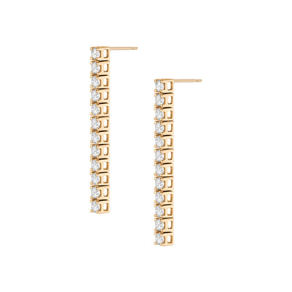 “Linear Radiance” 925 Sterling Silver Diamond Bar Drop Earrings