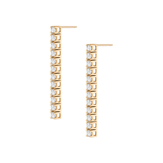 “Linear Radiance” 925 Sterling Silver Diamond Bar Drop Earrings