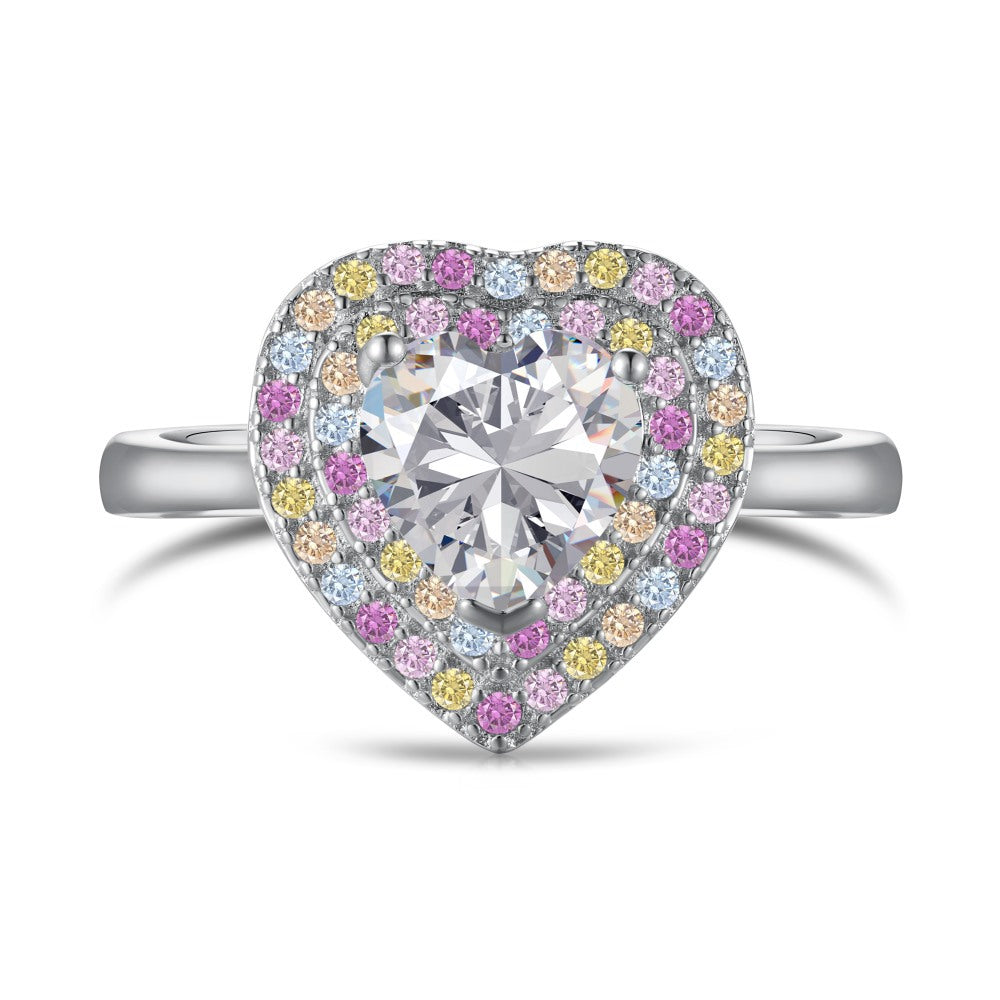 “Candy Heart Éclat” S925 Sterling Silver Heart Pavé Jewelry Set