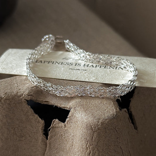 "Lace Geometry" S999 Sterling Silver Double-Strand Bracelet