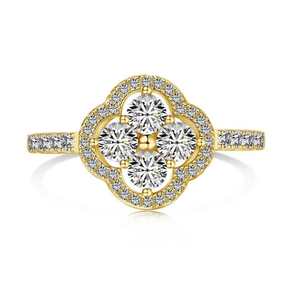 “Everluck Petal” 925 Sterling Silver Four-Petal Zircon Jewelry Set