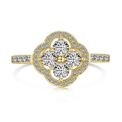 “Everluck Petal” 925 Sterling Silver Four-Petal Zircon Jewelry Set