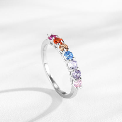 “Celeste Row” 925 Sterling Silver Round Multi-Stone Band Ring