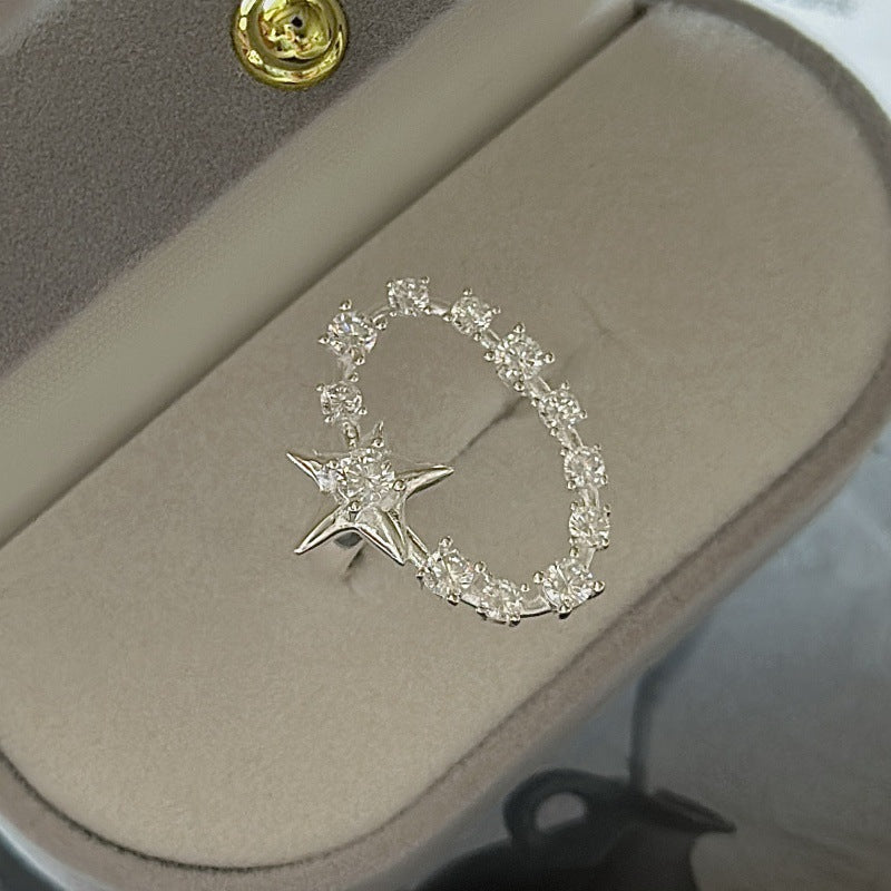 "Starlit Charm" Adjustable 925 Sterling Silver Ring