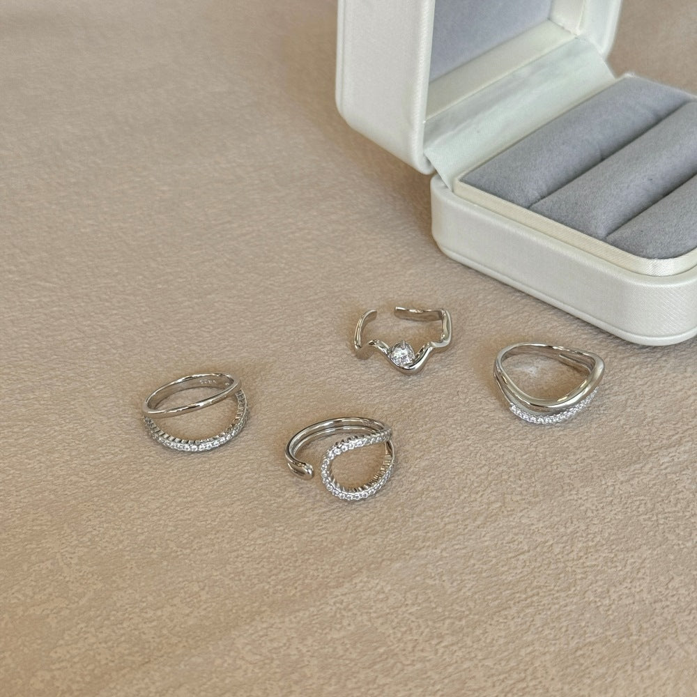 “Lumière Line” S925 Sterling Silver Irregular Line Stackable Ring