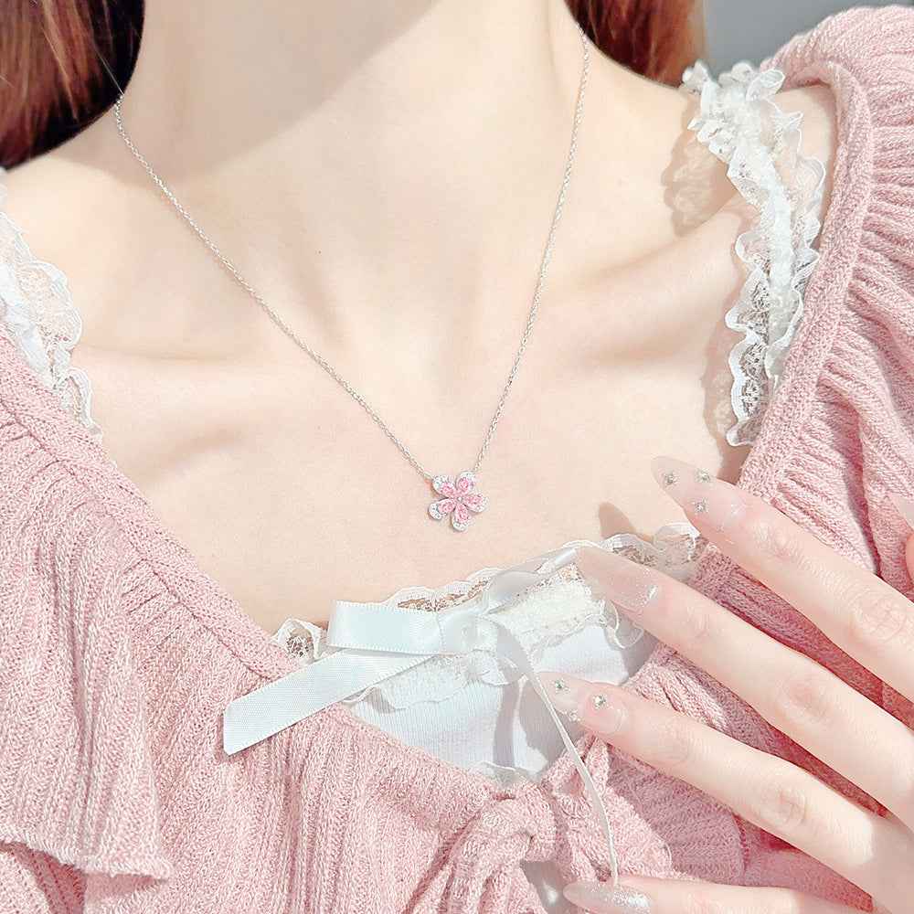 “Blush Sakura” S925 Sterling Silver Pink Blossom Jewelry Set
