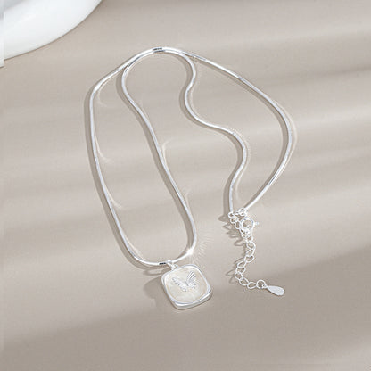 “Butterveil Dream” S925 Sterling Silver Butterfly Relief Jewelry Set (Necklace & Adjustable Ring)