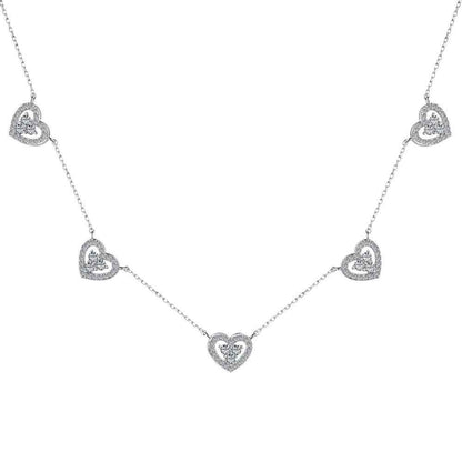 “Heart Symphony” 925 Sterling Silver Multicolor Heart Necklace
