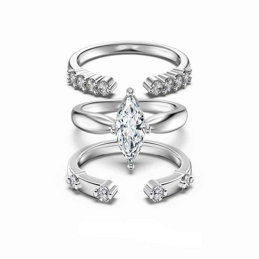 "Marquise Glow" 925 Sterling Silver Stacking Rings