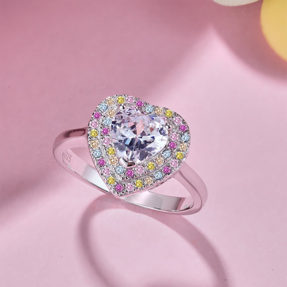 “Candy Heart Éclat” S925 Sterling Silver Heart Pavé Jewelry Set