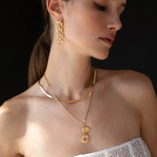 “Orbit Muse” 18K Real Gold Plated Brass Round Pendant Y-Necklace