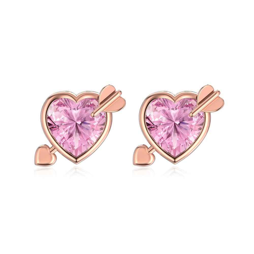 “Cupid Spark” 925 Sterling Silver Rose Gold Pink Heart Jewelry Set