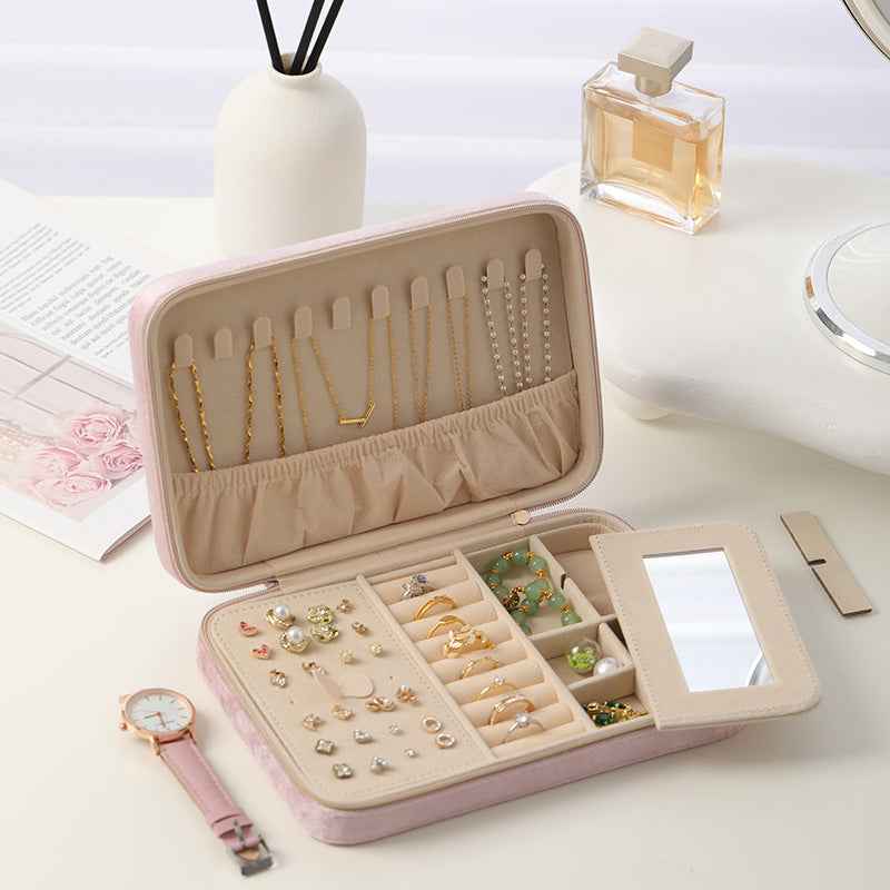 Monet Velvet Jewelry Case with Mirror – Travel Organizer