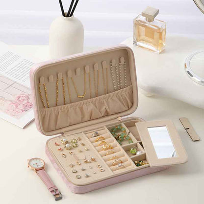 Monet Velvet Jewelry Case with Mirror – Travel Organizer