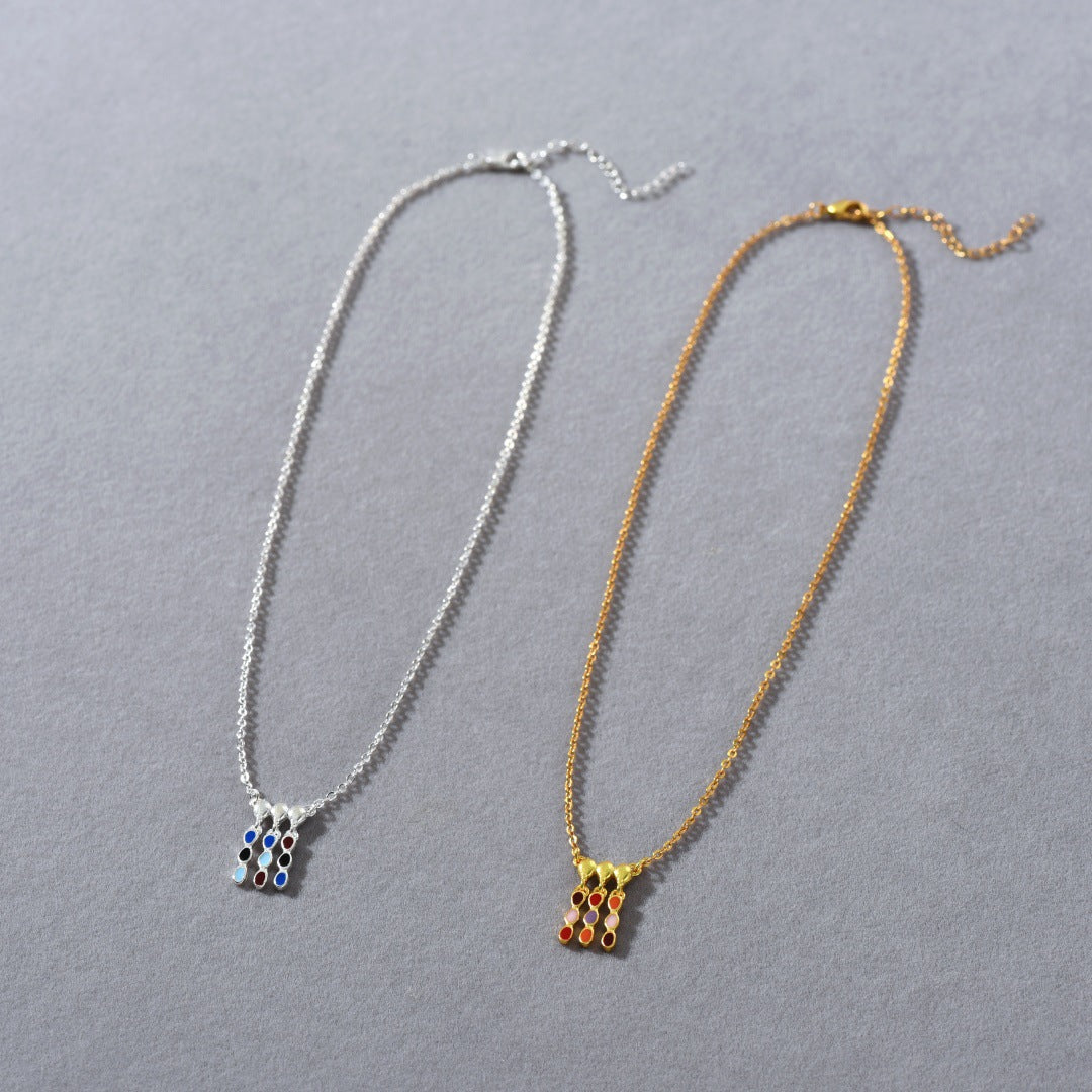 Prism Tassel 18K Gold-Plated Brass Enamel Necklace