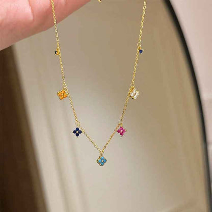 "Bloom of Luck" 925 Sterling Silver Colorful Clover Jewelry Set – Dopamine-Inspired Elegance