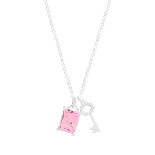 "Dawnlight Key" 925 Sterling Silver Crystal-Clear Key Necklace – Elegant & Gift-Ready