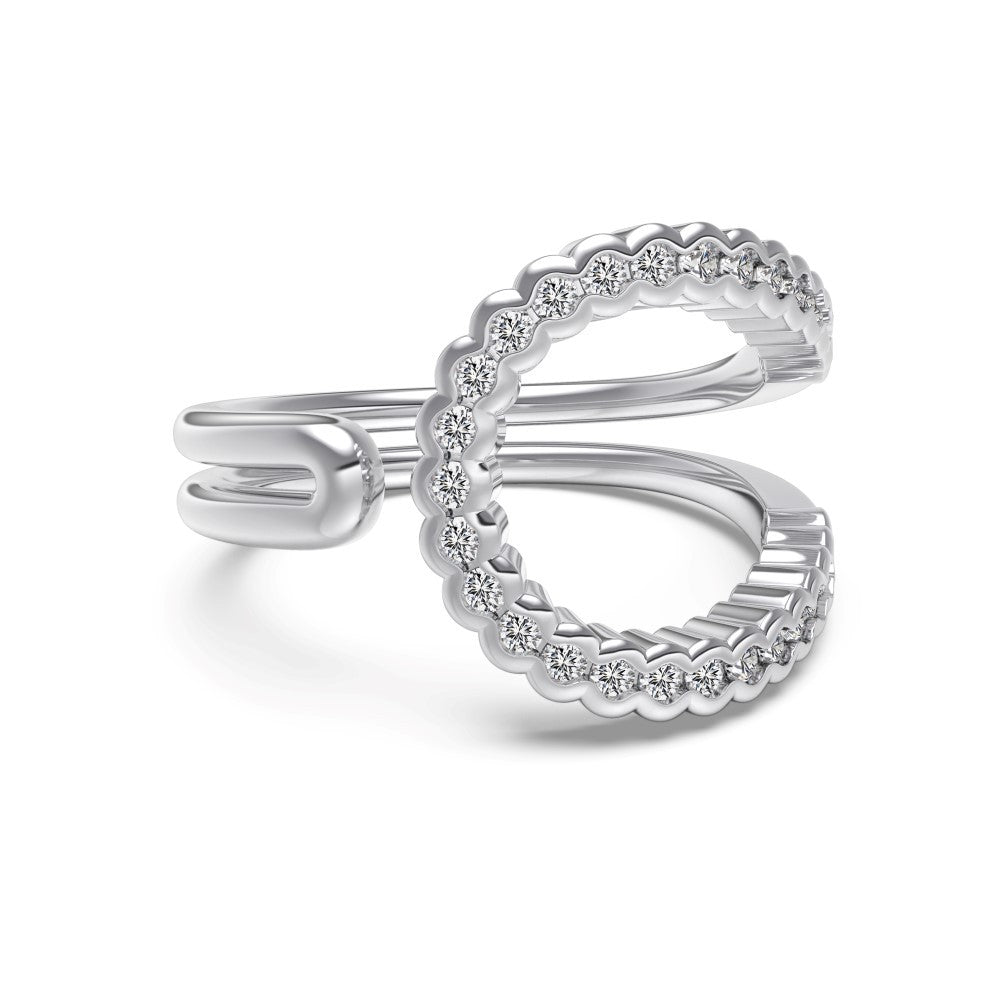 “Lumière Line” S925 Sterling Silver Irregular Line Stackable Ring