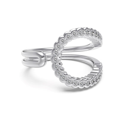“Lumière Line” S925 Sterling Silver Irregular Line Stackable Ring