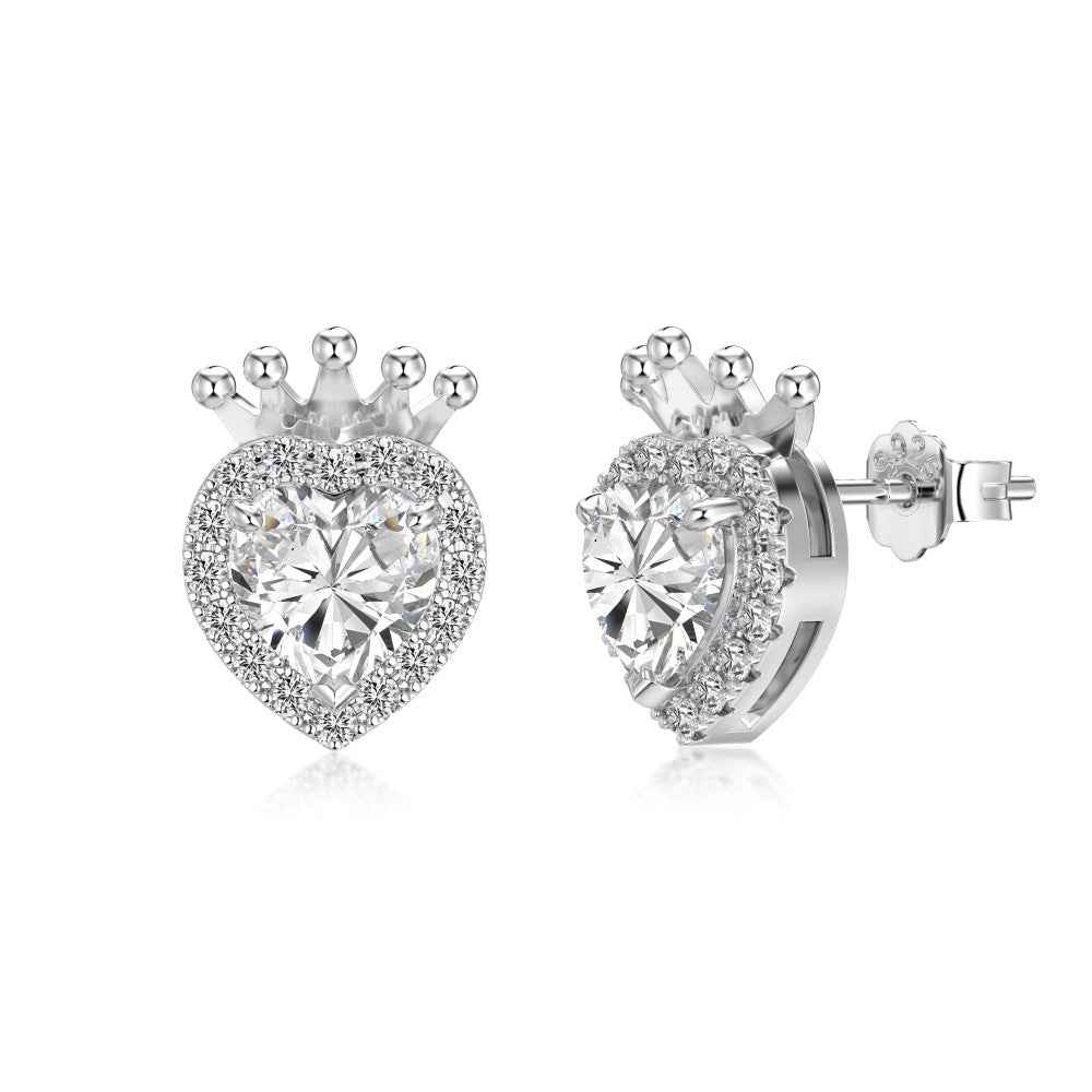 Crowned Heart Royale 925 Sterling Silver Crown Heart Jewelry Set