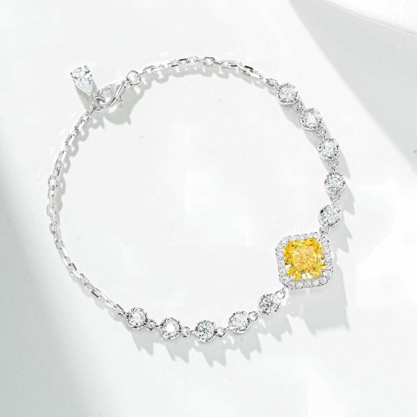 “Canary Ice” S925 Sterling Silver Yellow Radiant-Cut Jewelry Set