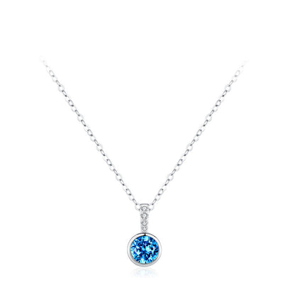 “Azure Halo” 925 Sterling Silver Aquamarine Zircon Jewelry Set