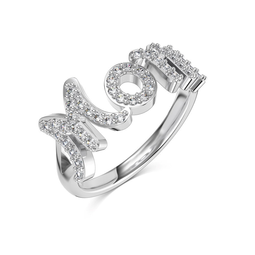 “Mom Radiance” S925 Sterling Silver Pavé MOM Ring