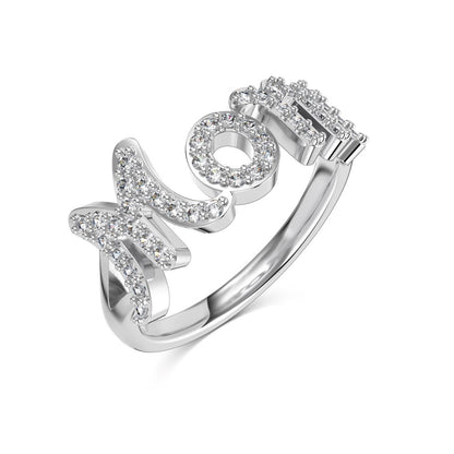 “Mom Radiance” S925 Sterling Silver Pavé MOM Ring