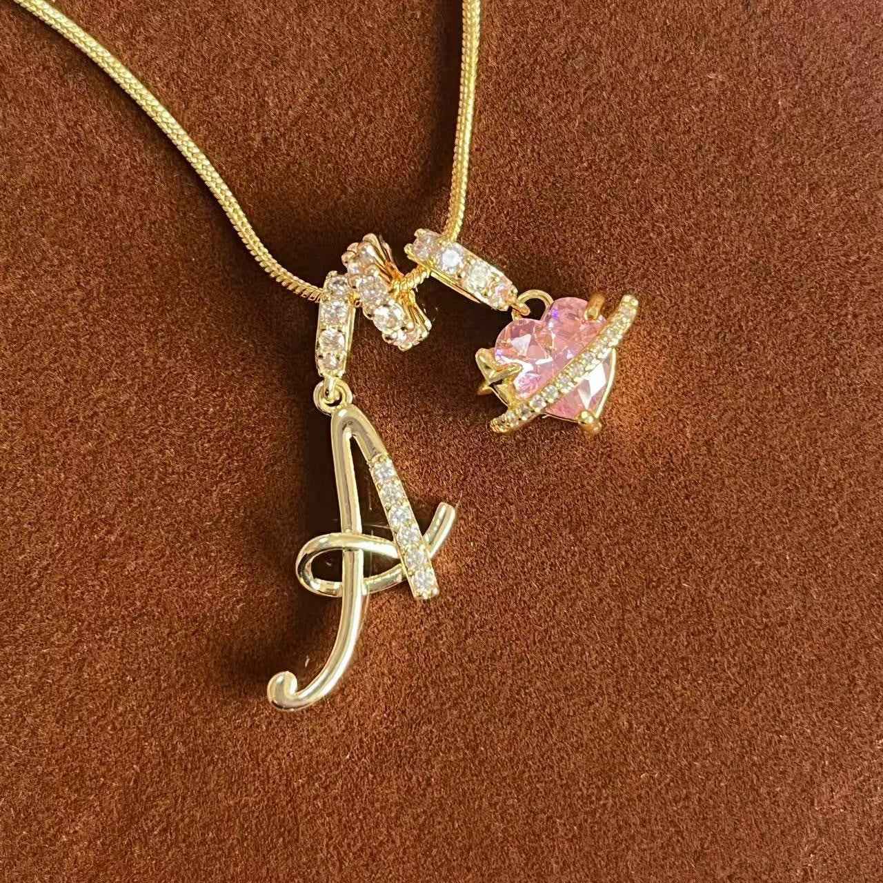 “Celestial Initial” Gold Plated Brass Alphabet Pendant Necklace