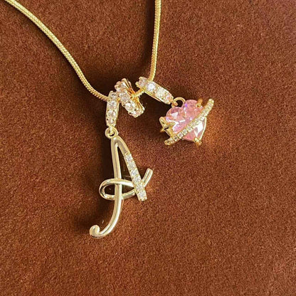 “Celestial Initial” Gold Plated Brass Alphabet Pendant Necklace