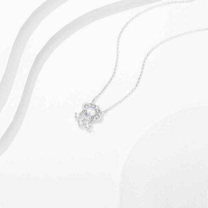 “Aurora Bless” 925 Sterling Silver Opalescent Crystal Lock Necklace