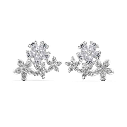 "Crystal Snowfall" 925 Sterling Silver Star & Snowflake Stud Earrings