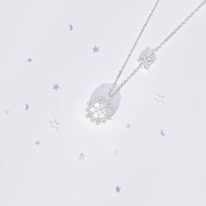 "Iridescent Snowflake" 925 Sterling Silver Pendant Necklace