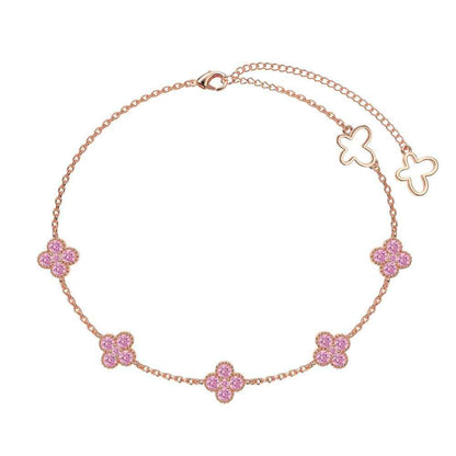 “Roselle Clover” S925 Sterling Silver Four-Leaf Flower Bracelet