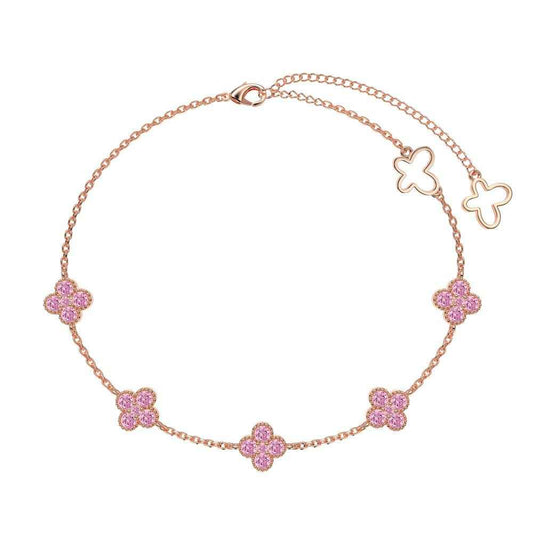 “Roselle Clover” S925 Sterling Silver Four-Leaf Flower Bracelet