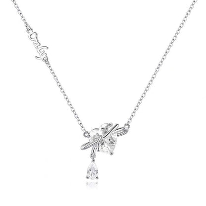 "Only You" 925 Sterling Silver Heart & Bow Necklace