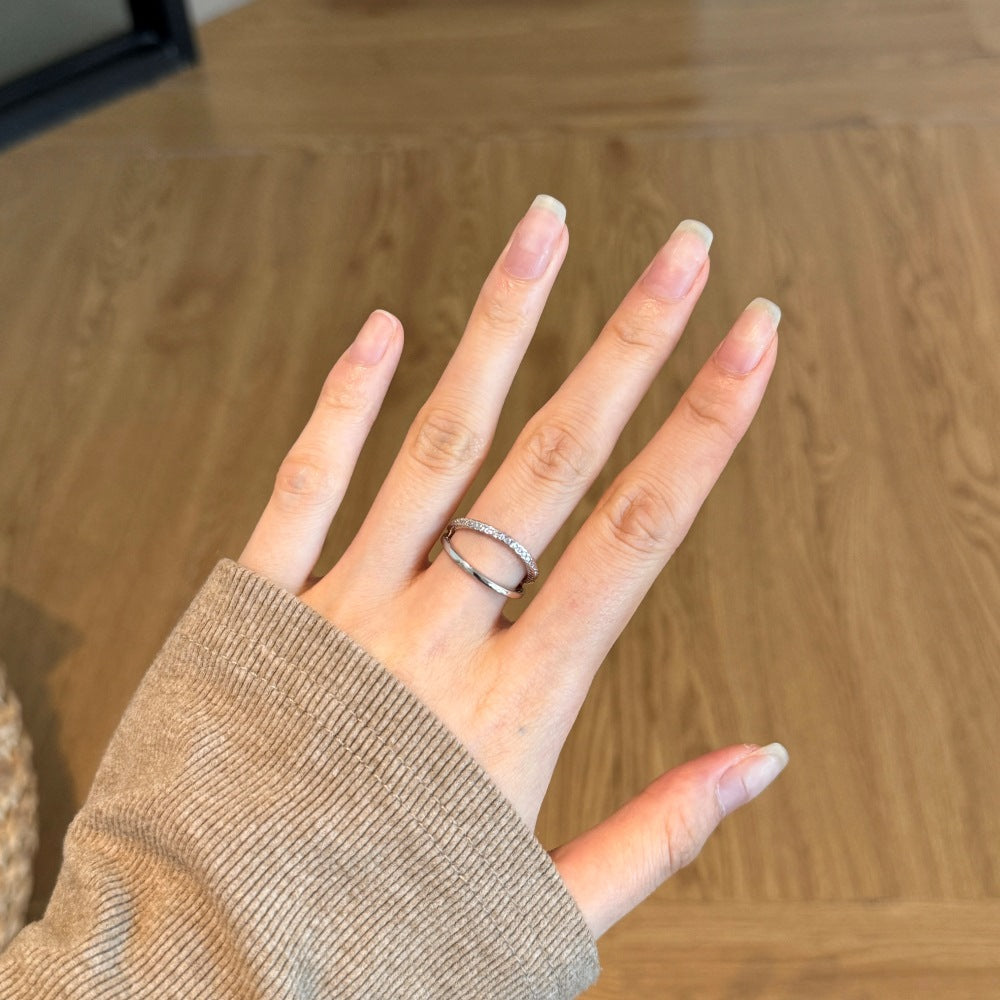 “Lumière Line” S925 Sterling Silver Irregular Line Stackable Ring