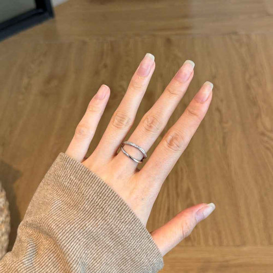 “Lumière Line” S925 Sterling Silver Irregular Line Stackable Ring