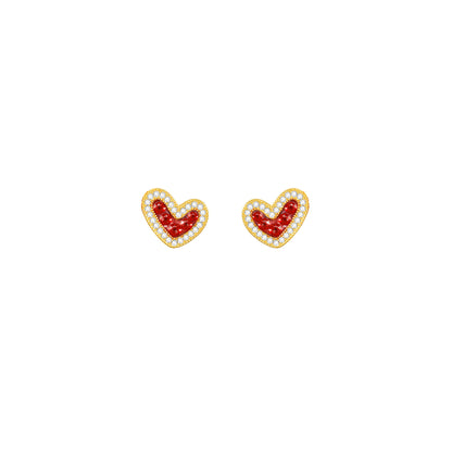 “Berry Palmier” S925 Sterling Silver Ruby-Red Heart Jewelry Set
